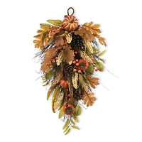 Glitzhome® 27" Fall Pumpkin Leaf Swag