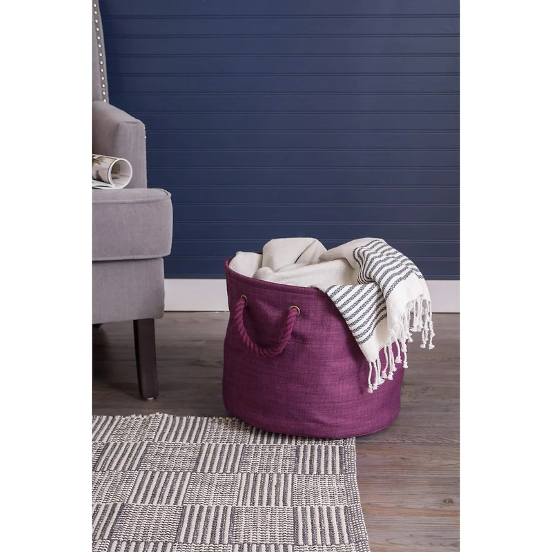 Medium Eggplant Polyester Variegated Round Bin
