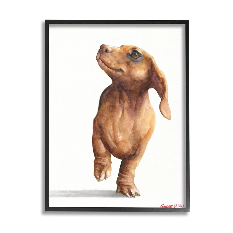 Stupell Industries Little Dachshund Dog Strutt Adorable Pet Portrait in Frame Wall Art