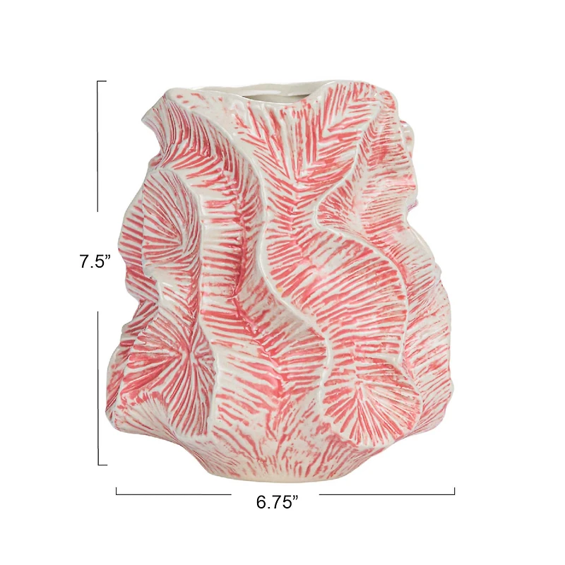 Hello Honey® 7.5" Pink Textured Organic Stoneware Vase with Reactive Glaze