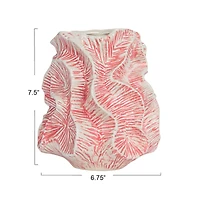 Hello Honey® 7.5" Pink Textured Organic Stoneware Vase with Reactive Glaze