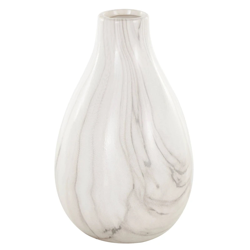 White Ceramic Marble Inspired Vase Set