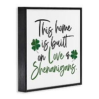 Stupell Industries Love & Shenanigans Lucky Green Clover Calligraphy Quote Framed Giclee Art