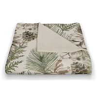 Pinecones & Greenery on White Coral Fleece Blanket