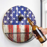 American Flag Bottle Opener & Cap Catcher Wall Décor