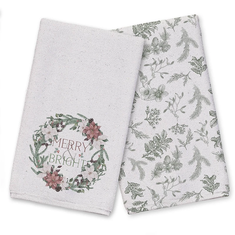 Merry & Bright Wreath Tea Towel Set