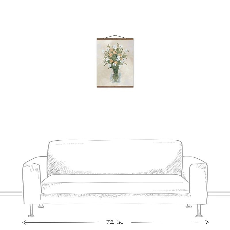 Farmhouse Florals Teak Hanging Canvas