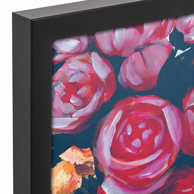 Funky Bold Flowers 12" x 12" Black Framed Canvas