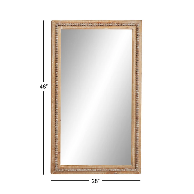 48" Light Brown Boho Style Wood Wall Mirror