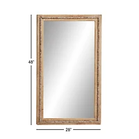 48" Light Brown Boho Style Wood Wall Mirror