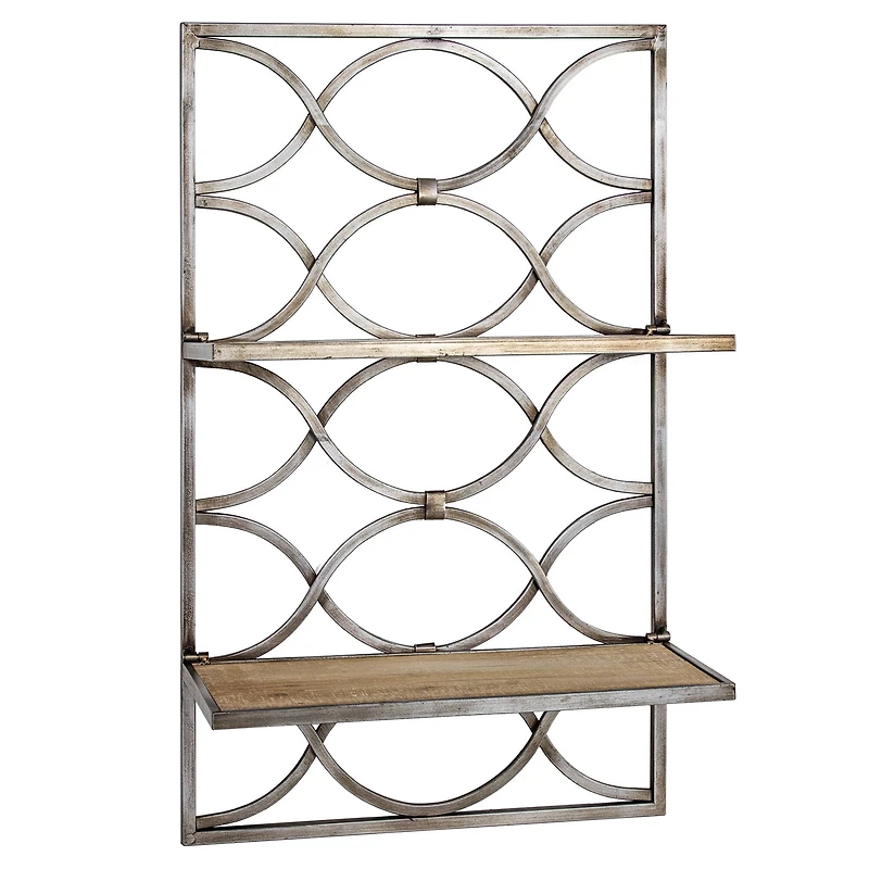 16.25" Wood & Metal Hanging Shelf Rack