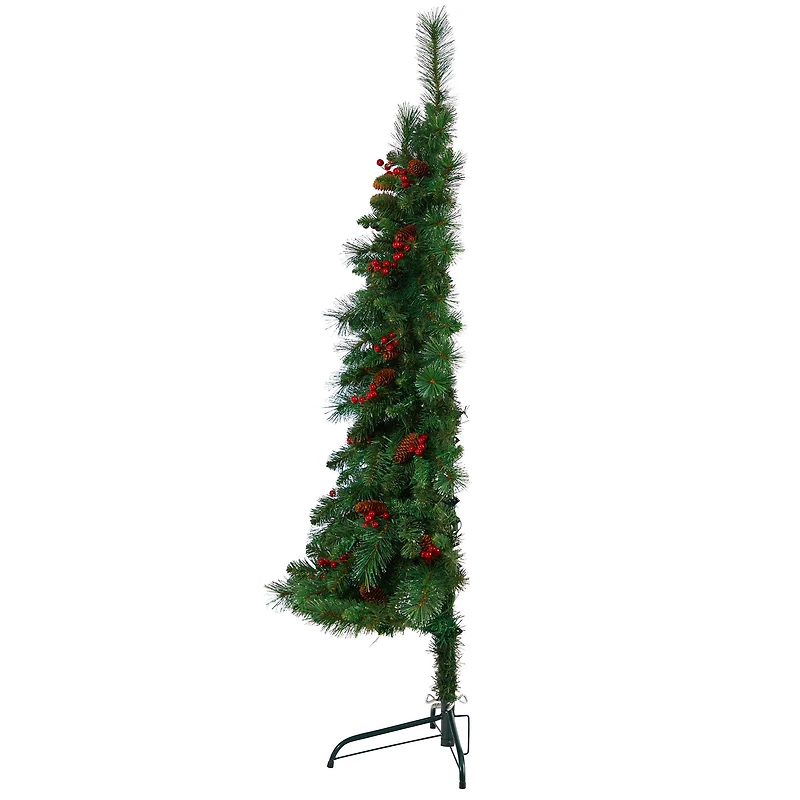 5ft. Pre-Lit Flat Back Montreal Mountain Pine Artificial Christmas Tree, White LED Lights