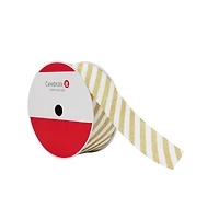 2.5" x 80ft. White & Gold Glitter Stripes Wired Jumbo Ribbon by Celebrate It®