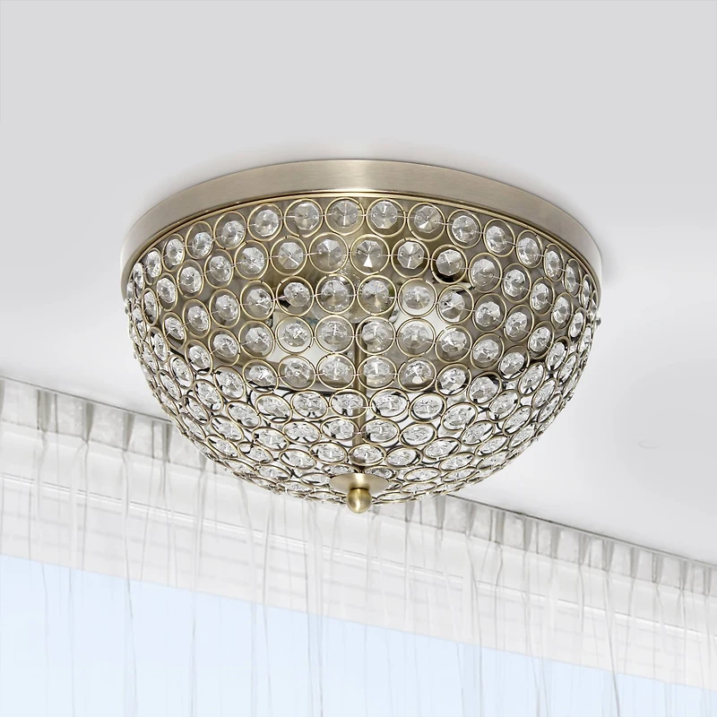 Lalia Home 13" Antique Brass Glam 2-Light Dome Flush Mount