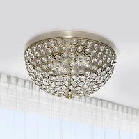 Lalia Home 13" Antique Brass Glam 2-Light Dome Flush Mount