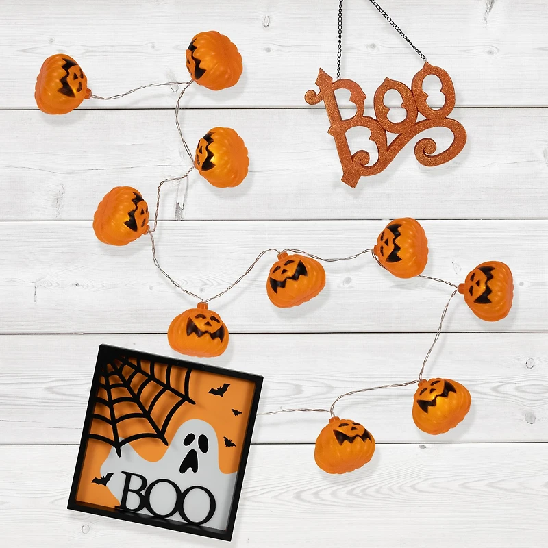 10ct. Jack-O-Lantern LED Warm White String Lights
