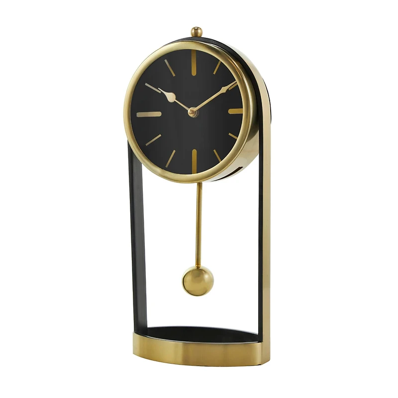 15" Gold Aluminum Tall Clock with Swinging Ball Pendulum