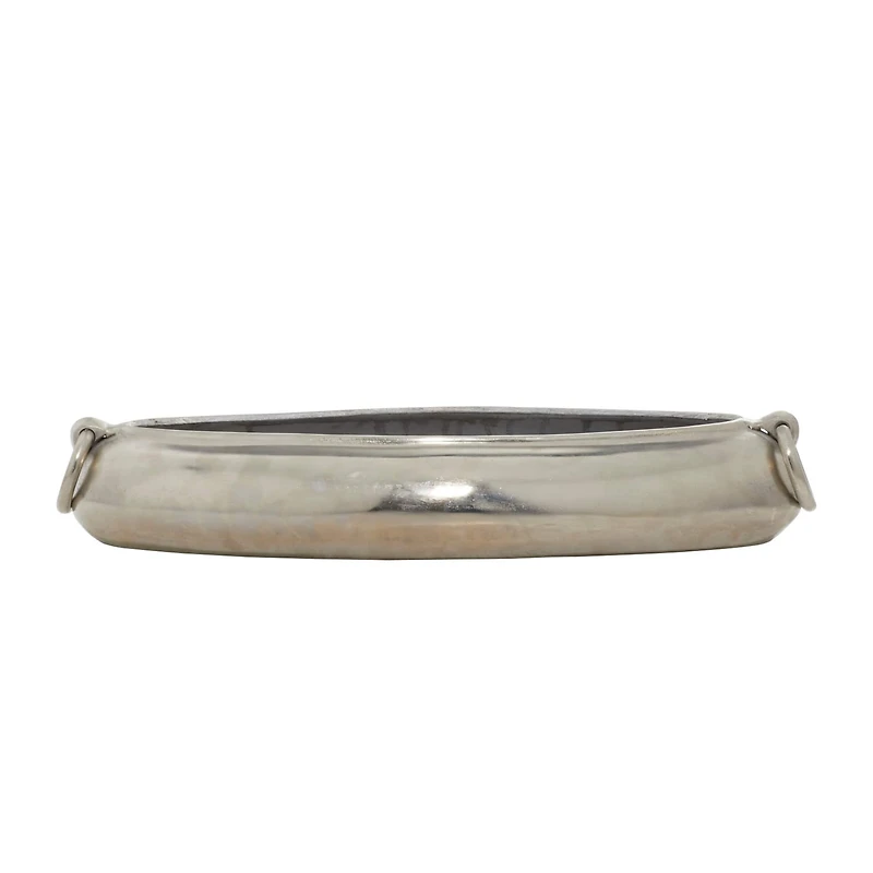 24" Silver Aluminum Contemporary Elongated Bowl