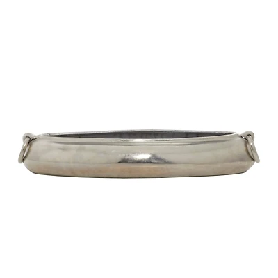 24" Silver Aluminum Contemporary Elongated Bowl