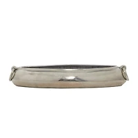 24" Silver Aluminum Contemporary Elongated Bowl