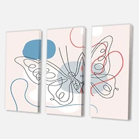 Designart - Butterfly One Line Drawing On Cubism Shapes III