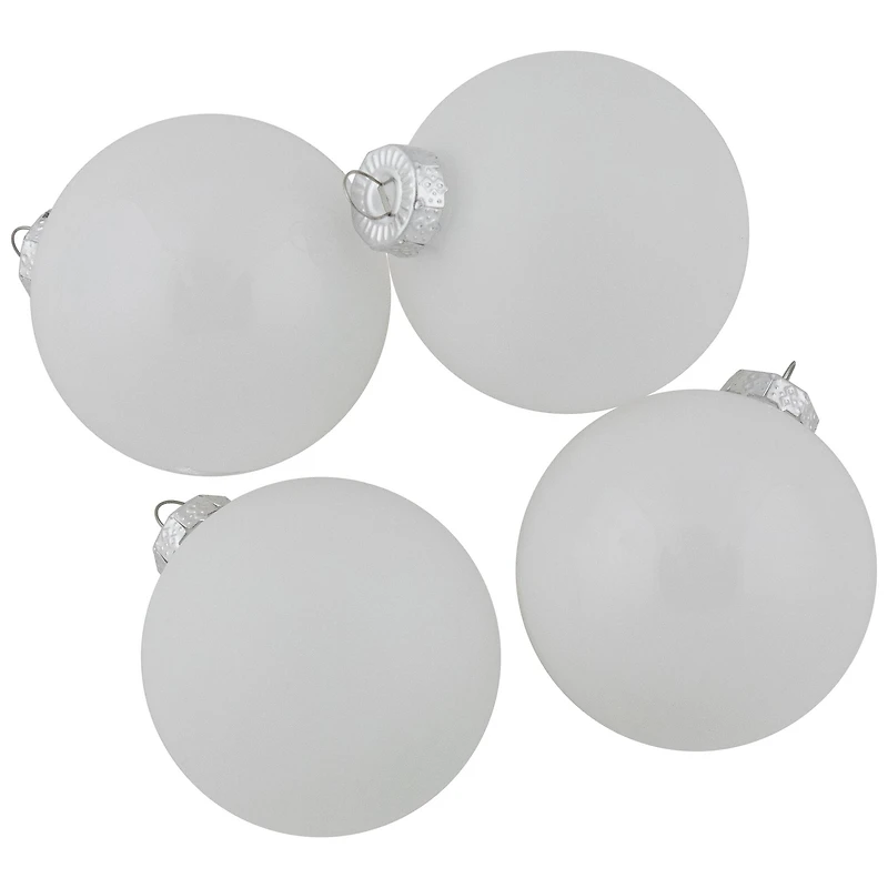 9ct. 2.5" Shiny and Matte White Glass Ball Christmas Ornaments