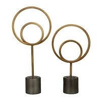 The Novogratz Gold Metal Contemporary Abstract Sculpture, Set of 2"  18", 14"