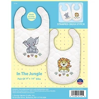 Design Works™ In The Jungle Bibs Stamped Cross Stitch Kit