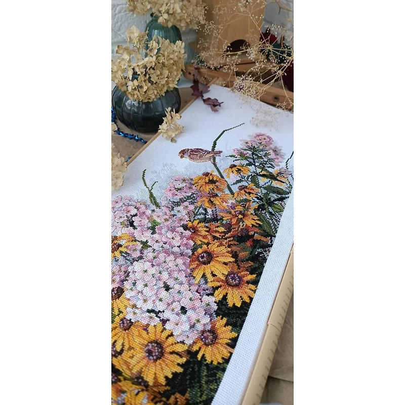 Merejka Black-Eyed Susans & Phlox Counted Cross Stitch Kit