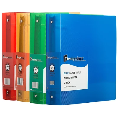 JAM Paper 2" Glass Twill Plastic 3-Ring Binders, 4ct.