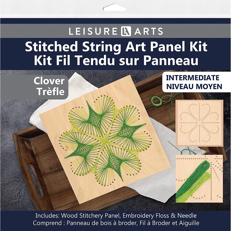 Leisure Arts® Intermediate Clover Wood Stitched String Art Panel Kit