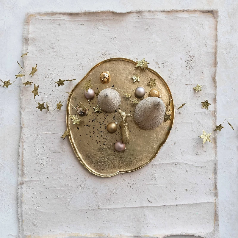 Hello Honey® 15.5" Gold Decorative Cast Aluminum Tray