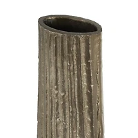 35.5" Brass Aluminum Metal Slim Flat Tall Floor Cone Vase with Textured Ridges