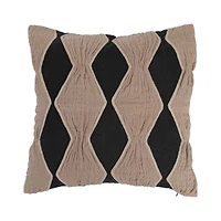 Hello Honey® Charcoal & Tan Applique & Diamond Pattern Cotton Pillow