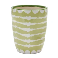 Green Striped Dolomite Vase Planter Set