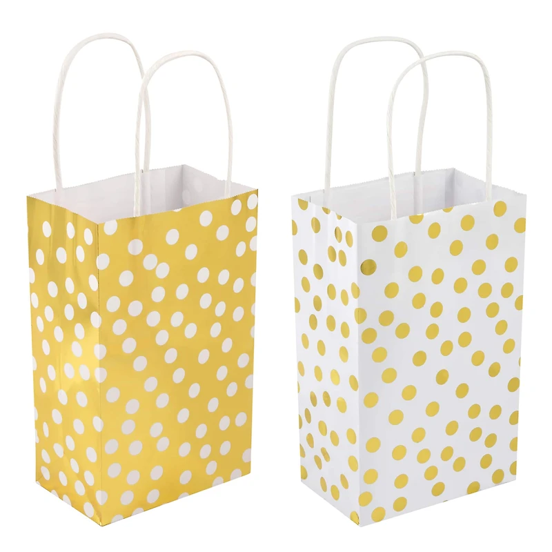 Small Gold & White Polka Dot Gift Bag Value Pack by Celebrate It™