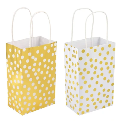 Small Gold & White Polka Dot Gift Bag Value Pack by Celebrate It™