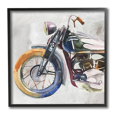 Stupell Industries Motorcycle Chopper Bike Expressive Watercolor Tones,12" x 12"