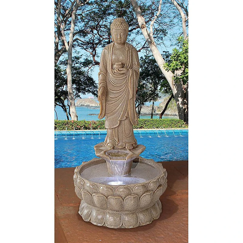 Design Toscano 2.7ft. Earth Witness Buddha Illuminated Garden Fountain