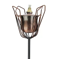 30" Brushed Copper Flower Oil Lamp Patio Torch