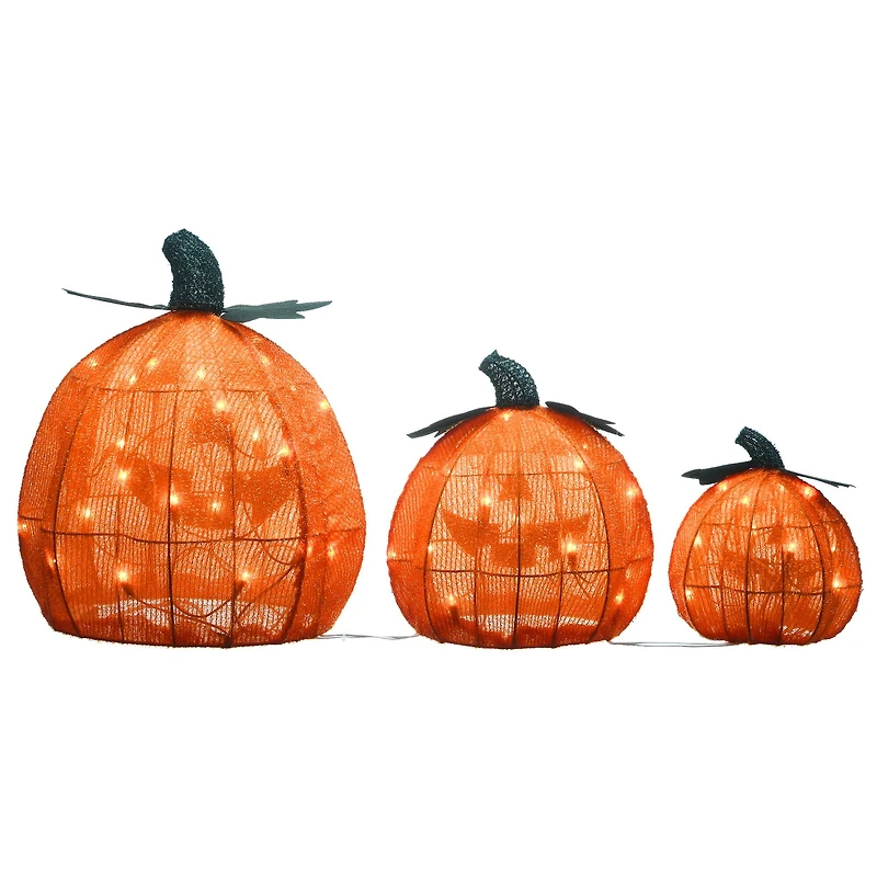 15" Orange LED Jack-O-Lantern Trio
