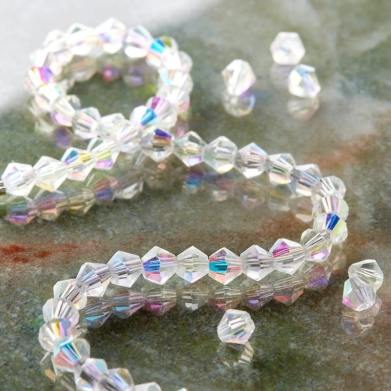 12 Pack: Crystal Faceted Glass Bicone Beads, 4mm by Bead Landing™