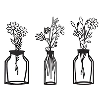 Habitat Decor 28" Wazon Black Botanical Vases Metal Wall Art Set