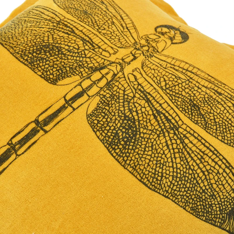 Hello Honey® Mustard Dragonfly Cotton Velvet Pillow