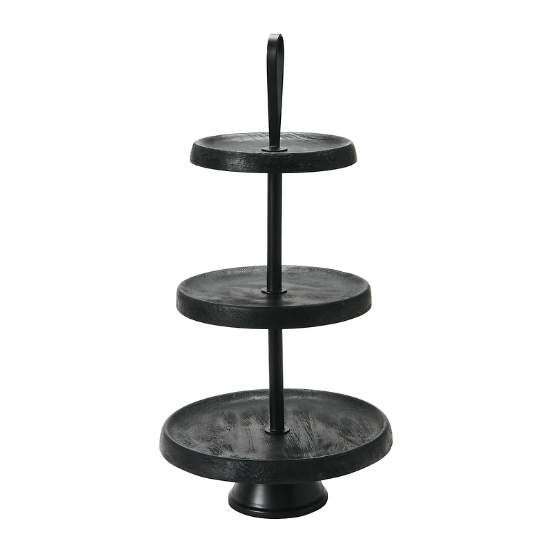 Hello Honey® 21.5" Black Elegant Modern 3-Tiered Tray