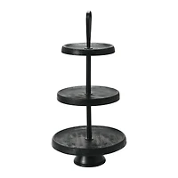 Hello Honey® 21.5" Black Elegant Modern 3-Tiered Tray