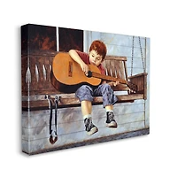 Stupell Industries Boy Strumming Guitar Canvas Wall Art