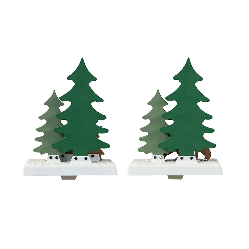 Glitzhome® 6.5" Christmas Reindeer & Bear Stocking Holder Set