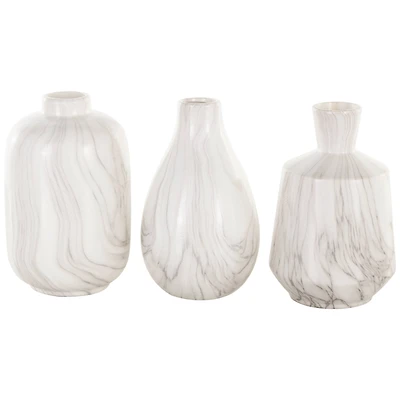 White Ceramic Marble Inspired Vase Set