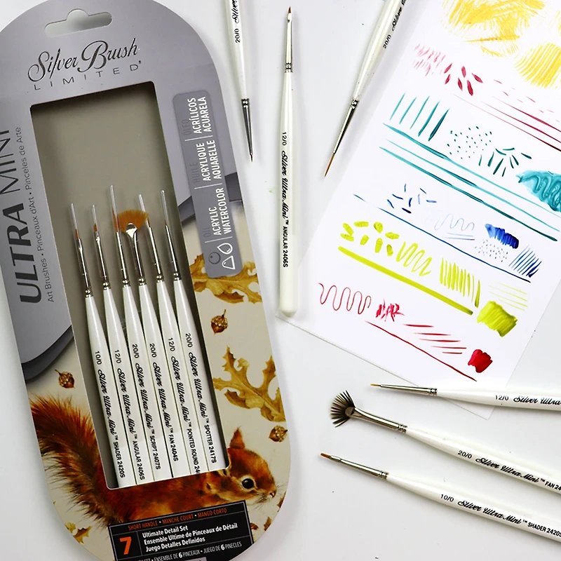 Silver Brush Limited Ultra Mini® Basic Miniature Detail Brushes, Set of 6